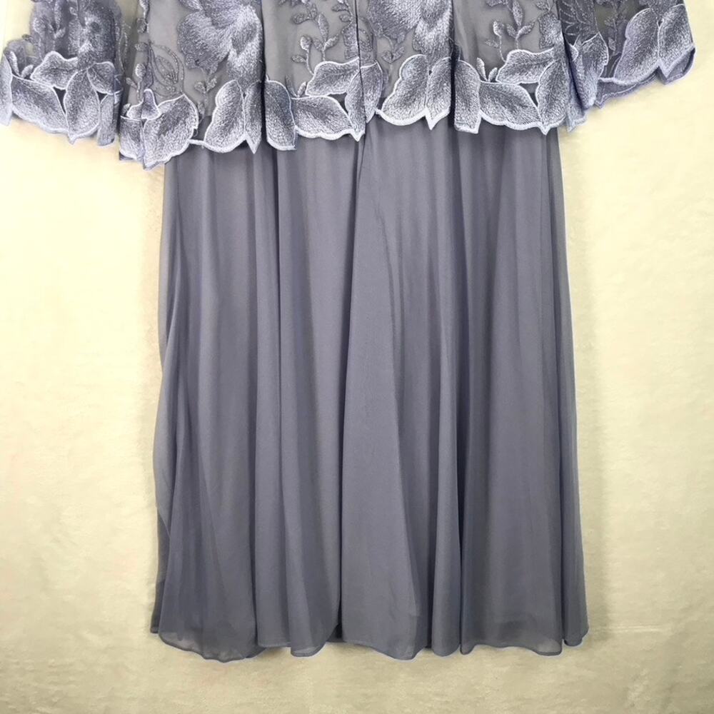 Alex Evenings Dress Size 4 Purple Embroidered Chiffon Mock Tea Knee Length Midi - Picture 12 of 14
